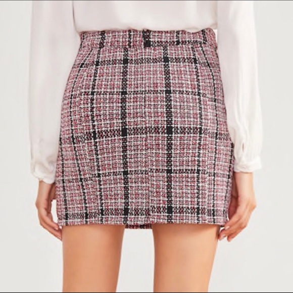 CLEARANCE‼️DOUBLE BUTTON PLAID TWEED- skirt - Picture 3 of 5